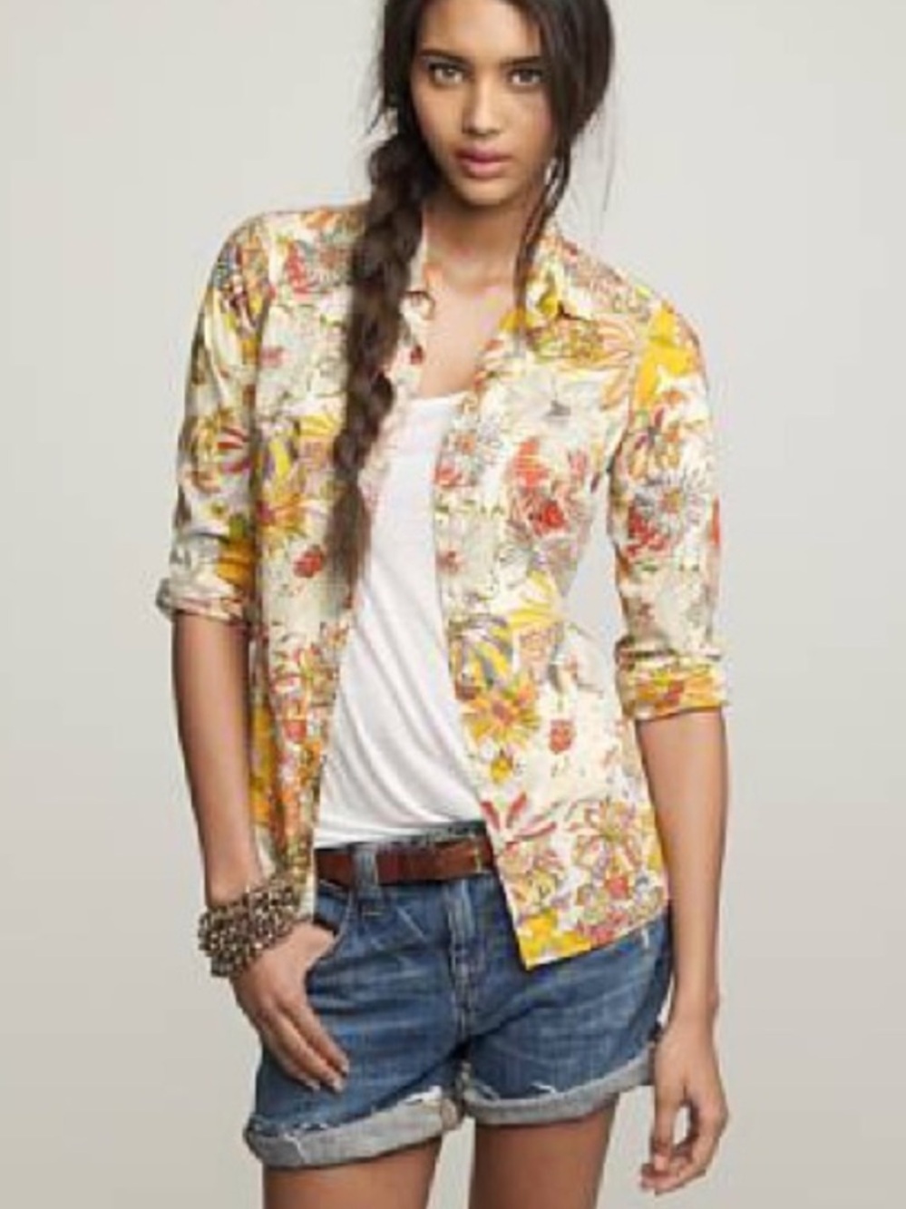 The Perfect Shirt for J. Crew Liberty of London Fabric Yellow Cream Floral Sz 6 - Picture 2 of 13